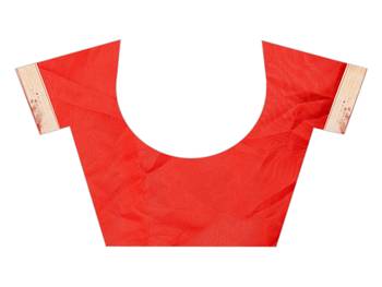 Red woven art silk saree with blouse 4