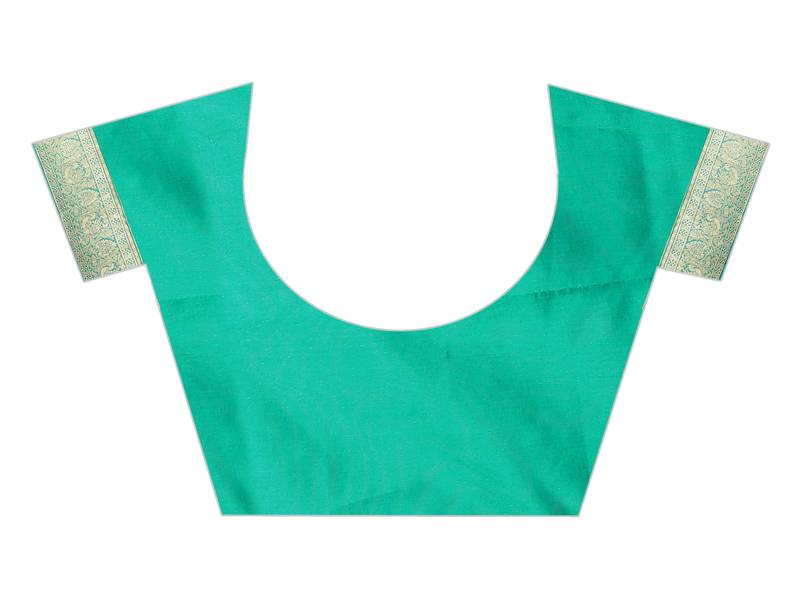 green woven art silk saree with blouse