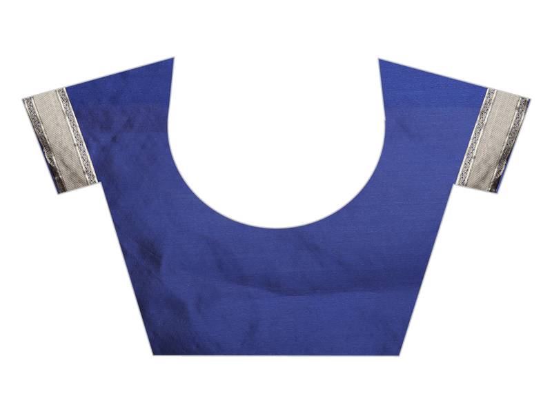 blue woven art silk saree with blouse