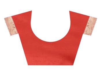 Red woven art silk saree with blouse 4