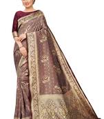 Maroon woven art silk saree with blouse