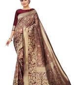 Maroon woven art silk saree with blouse
