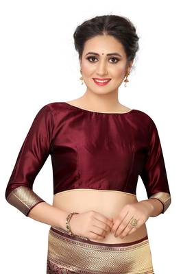 Maroon woven art silk saree with blouse 4