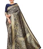 blue woven art silk saree with blouse
