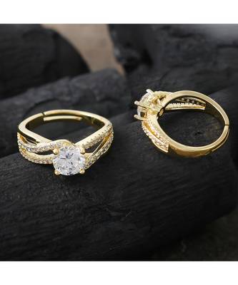 delicate smart look daimond golden  ring 1