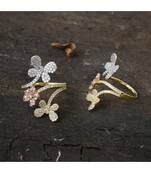 cute three tone butterfly design classy ring