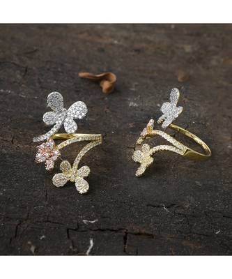 cute three tone butterfly design classy ring 2