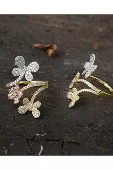 cute three tone butterfly design classy ring