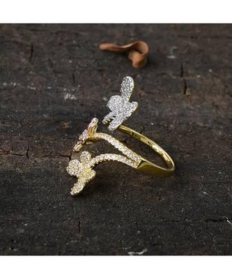 cute three tone butterfly design classy ring 3