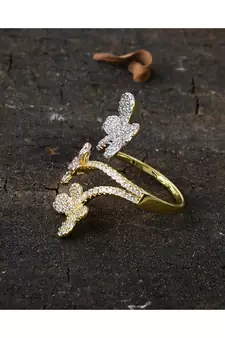 cute three tone butterfly design classy ring