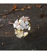 stylish three tone classy designer flower design ring