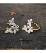 beautiful delicate three tone butterfly design  diamond ring