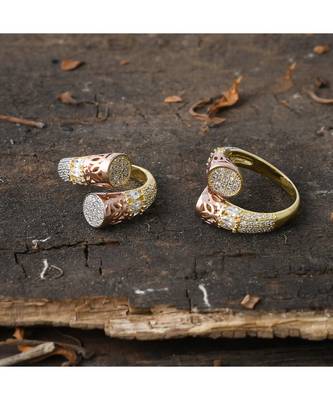 three tone stylish vintage look designer adjustable ring 1