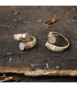 three tone stylish vintage look designer adjustable ring