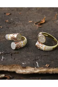 three tone stylish vintage look designer adjustable ring
