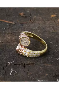three tone stylish vintage look designer adjustable ring