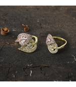 beautiful two tone stylish leaf design adjustable ring