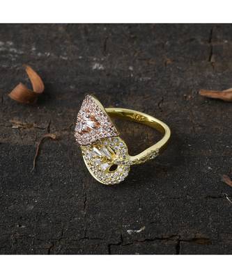 beautiful two tone stylish leaf design adjustable ring 3