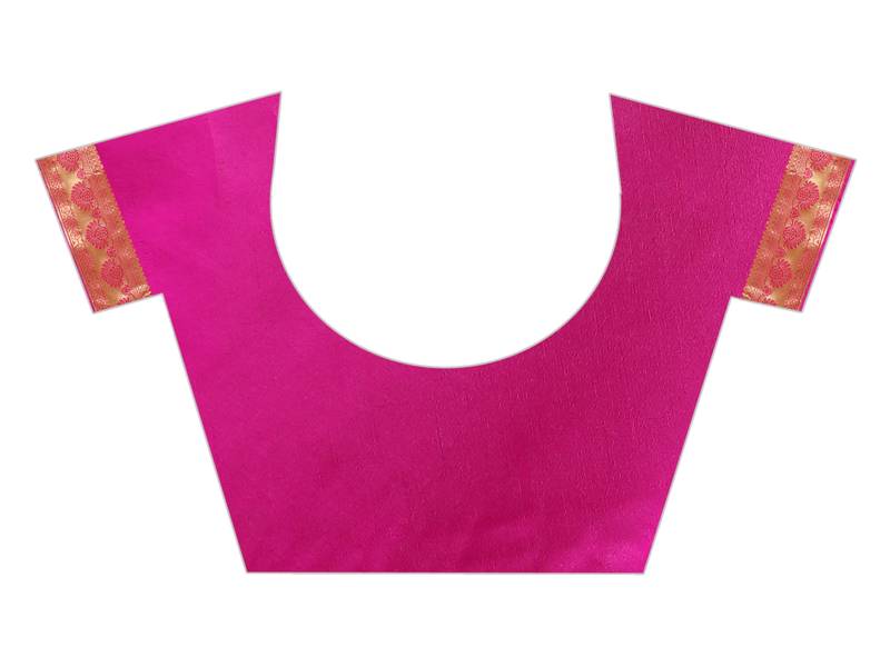 Pink woven art silk saree with blouse