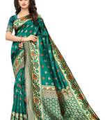 green woven art silk saree with blouse