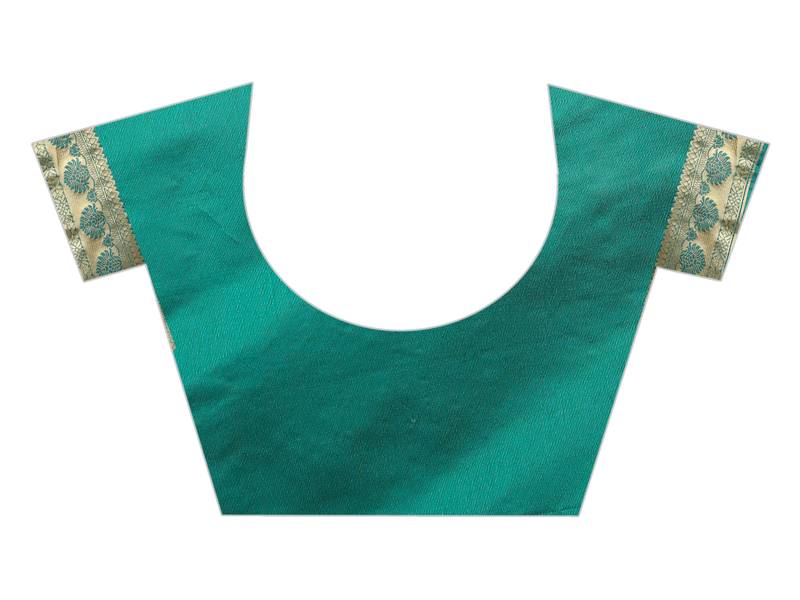 green woven art silk saree with blouse