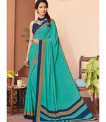 Turquoise printed Crepe saree with blouse