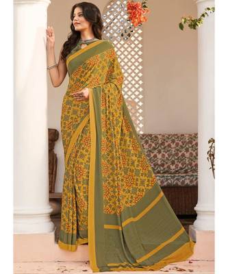 multicolor printed Crepe saree with blouse 1