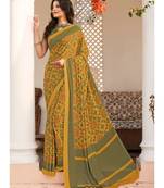 multicolor printed Crepe saree with blouse