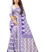 Purple woven cotton silk saree with blouse