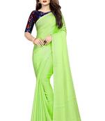 green printed chiffon saree with blouse