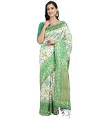 Green woven art silk saree with blouse