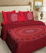 Cotton Printed Multicolour Double  Bed Sheet With Pillow Cover