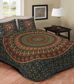Cotton Printed Multicolour Double  Bed Sheet With Pillow Cover