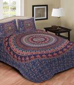 Cotton Printed Multicolour Double  Bed Sheet With Pillow Cover