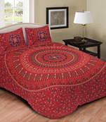 Cotton Printed Multicolour Double  Bed Sheet With Pillow Cover