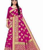 Pink woven art silk saree with blouse