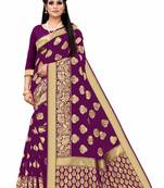 purple woven art silk saree with blouse
