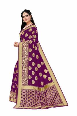 purple woven art silk saree with blouse 2