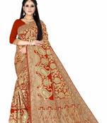 Red woven art silk saree with blouse