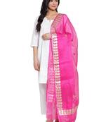 Pink Cotton Doriya Gota Patti Work Dupatta