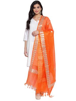 Orange Cotton Doriya Gota Patti Work Dupatta 1