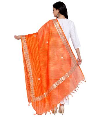 Orange Cotton Doriya Gota Patti Work Dupatta 2