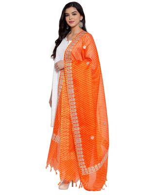 Orange Cotton Doriya Gota Patti Work Dupatta 3