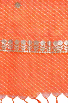 Orange Cotton Doriya Gota Patti Work Dupatta