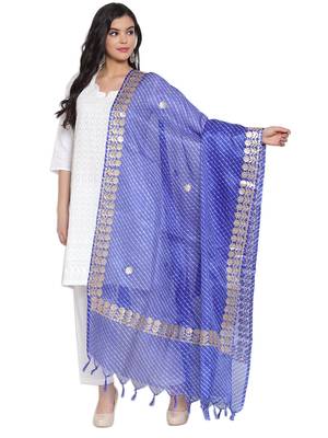 Blue Cotton Doriya Gota Patti Work Dupatta 1