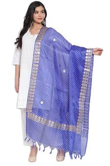Blue Cotton Doriya Gota Patti Work Dupatta