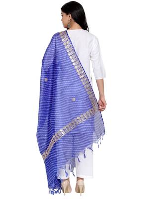 Blue Cotton Doriya Gota Patti Work Dupatta 2