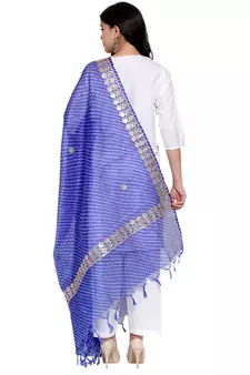Blue Cotton Doriya Gota Patti Work Dupatta