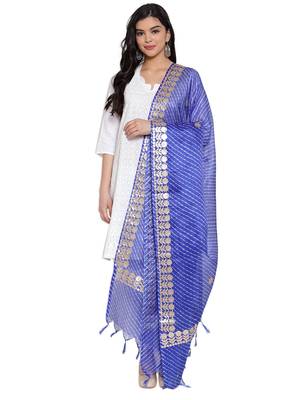 Blue Cotton Doriya Gota Patti Work Dupatta 3