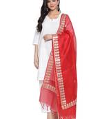 Red Cotton Doriya Gota Patti Work Dupatta
